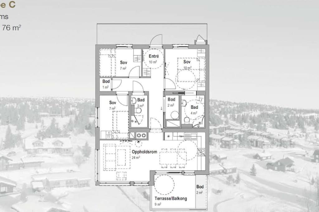Leilighet Med Panoramautsikt Sjusjoen Innendors Parkering ภายนอก รูปภาพ